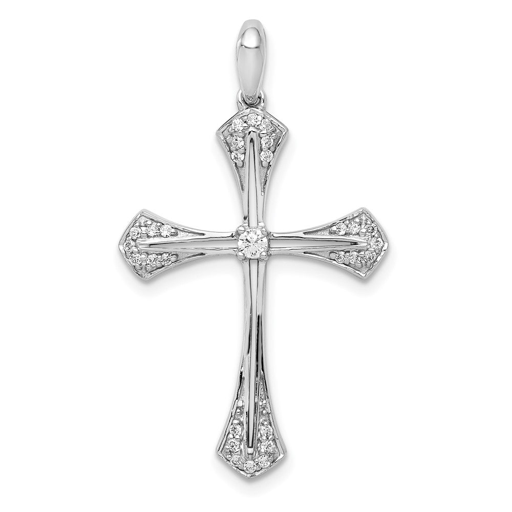 CUSTOM ORDER - FLAT BACK - 14k White Gold 1/6ct. Real Diamond Cross Pendant
