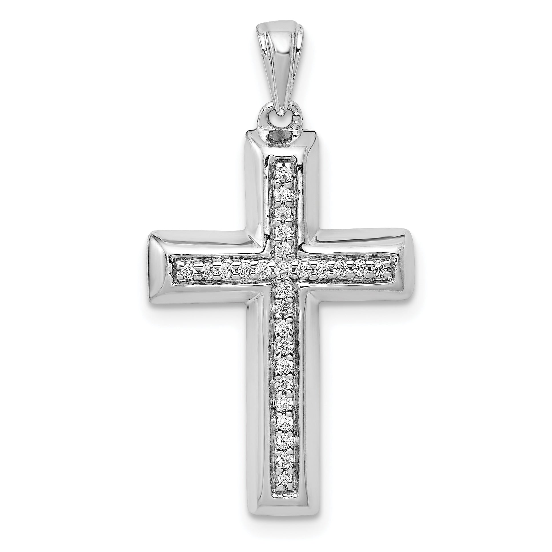 10K White Gold 10K Large 1/10Ct. Diamond Cross Pendant