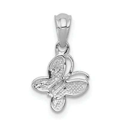 10K White Gold .01Ct. Diamond Butterfly Pendant