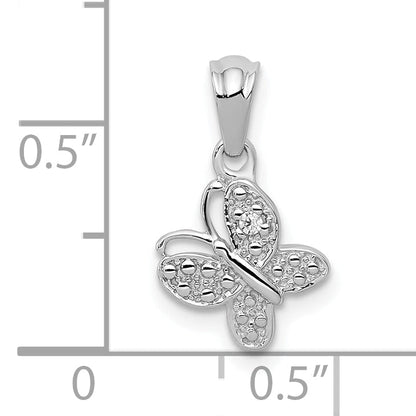 10K White Gold .01Ct. Diamond Butterfly Pendant