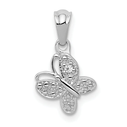 10K White Gold .01Ct. Diamond Butterfly Pendant