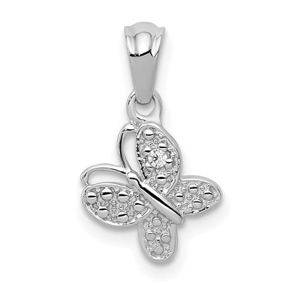 14K White Gold .01Ct. Diamond Butterfly Pendant
