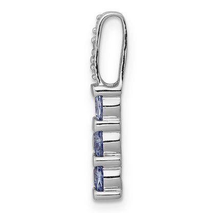 14k White Gold 14k White Gold .60 Tanzanite and Diamond Chain Slide