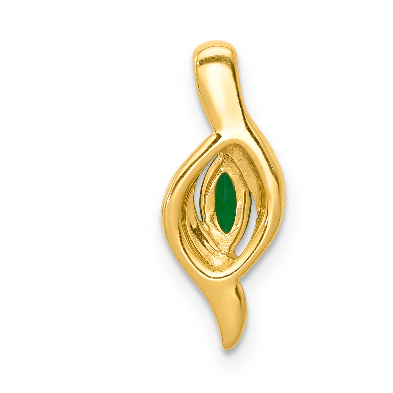 10K Yellow Gold Diamond And Marquise Emerald Pendant