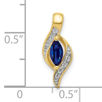 10K Yellow Gold Diamond And Marquise .29 Sapphire Pendant