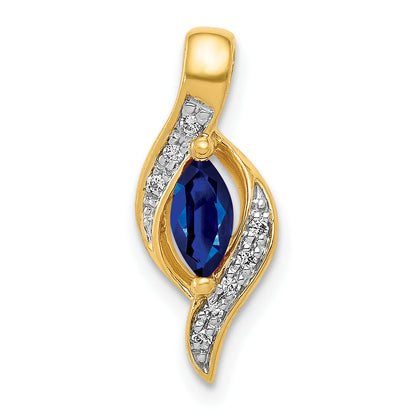10K Yellow Gold Diamond And Marquise .29 Sapphire Pendant