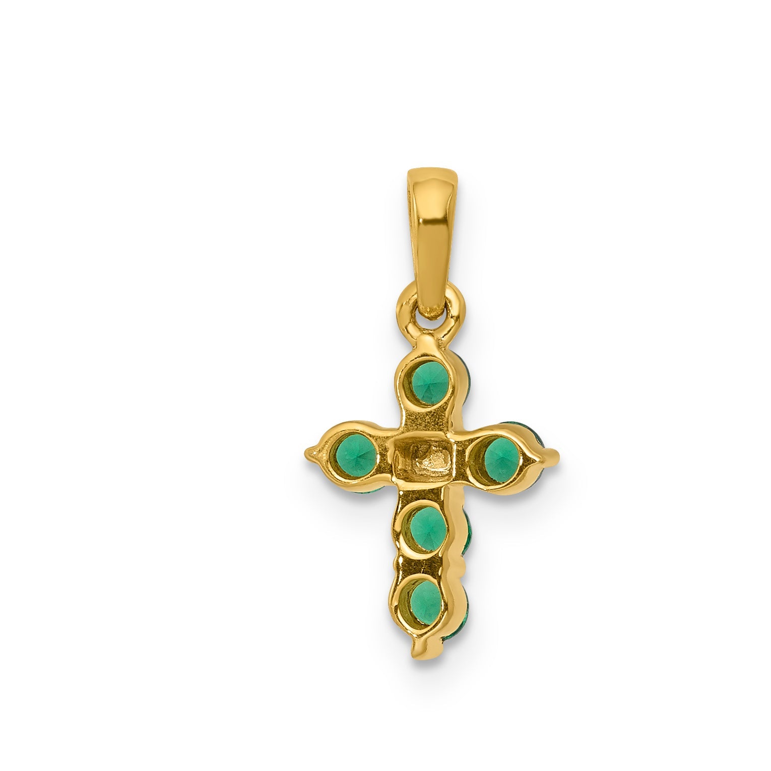 10K Yellow Gold 10K Emerald And Diamond Cross Pendant