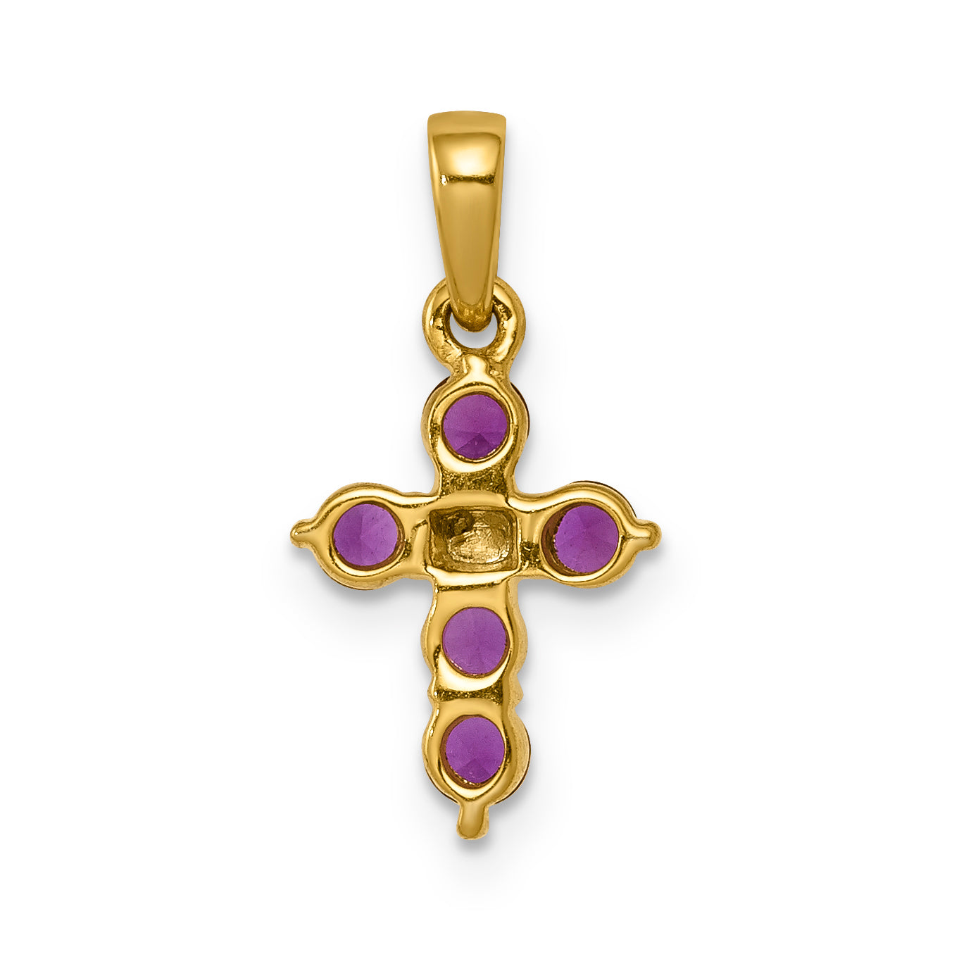 10K Yellow Gold 10K .30 Ruby And Diamond Cross Pendant