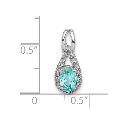 Pure Serenity 14k White Gold 1/10 Ct. Lab Grown Diamond VS/SI+ G+ and Lab Created Paraiba Teardrop Pendant