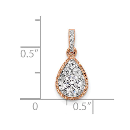 14k Rose Gold 1/2 Ct. Lab Grown Diamond VS/SI+ G+ Teardrop Dangle Pendant