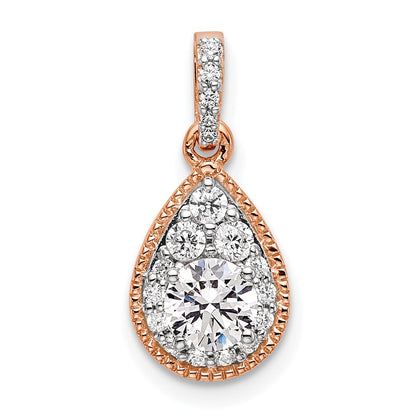 14k Rose Gold 1/2 Ct. Lab Grown Diamond VS/SI+ G+ Teardrop Dangle Pendant