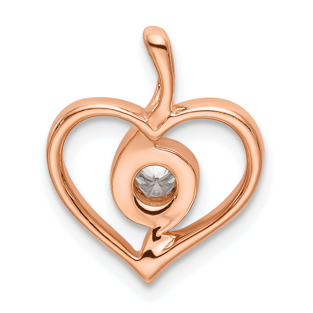 14k Rose Gold 1/10 Ct. Lab Grown Diamond VS/SI+ G+ Bezel Open Heart Pendant