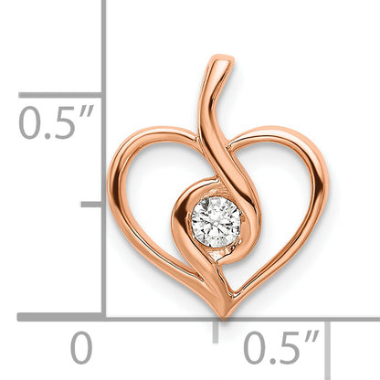 14k Rose Gold 1/10 Ct. Lab Grown Diamond VS/SI+ G+ Bezel Open Heart Pendant