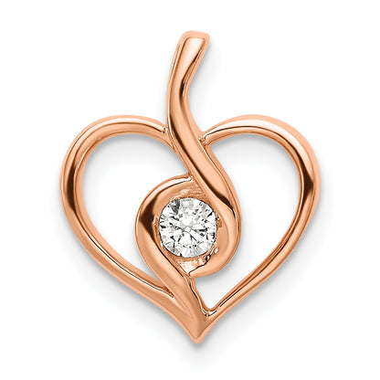14k Rose Gold 1/10 Ct. Lab Grown Diamond VS/SI+ G+ Bezel Open Heart Pendant