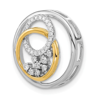 14k Two-tone Two Tone 1/5 Ct. Lab Grown Diamond VS/SI+ G+ Circle Cluster Chain Slide Pendant