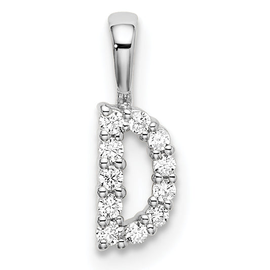 14k White Gold 1/10 Ct. Lab Grown Diamond VS/SI+ G+ Letter D Initial Pendant