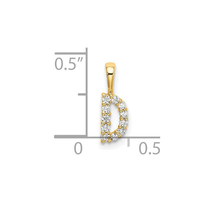 14k Yellow Gold 1/10 Ct. Lab Grown Diamond VS/SI+ G+ Letter D Initial Pendant