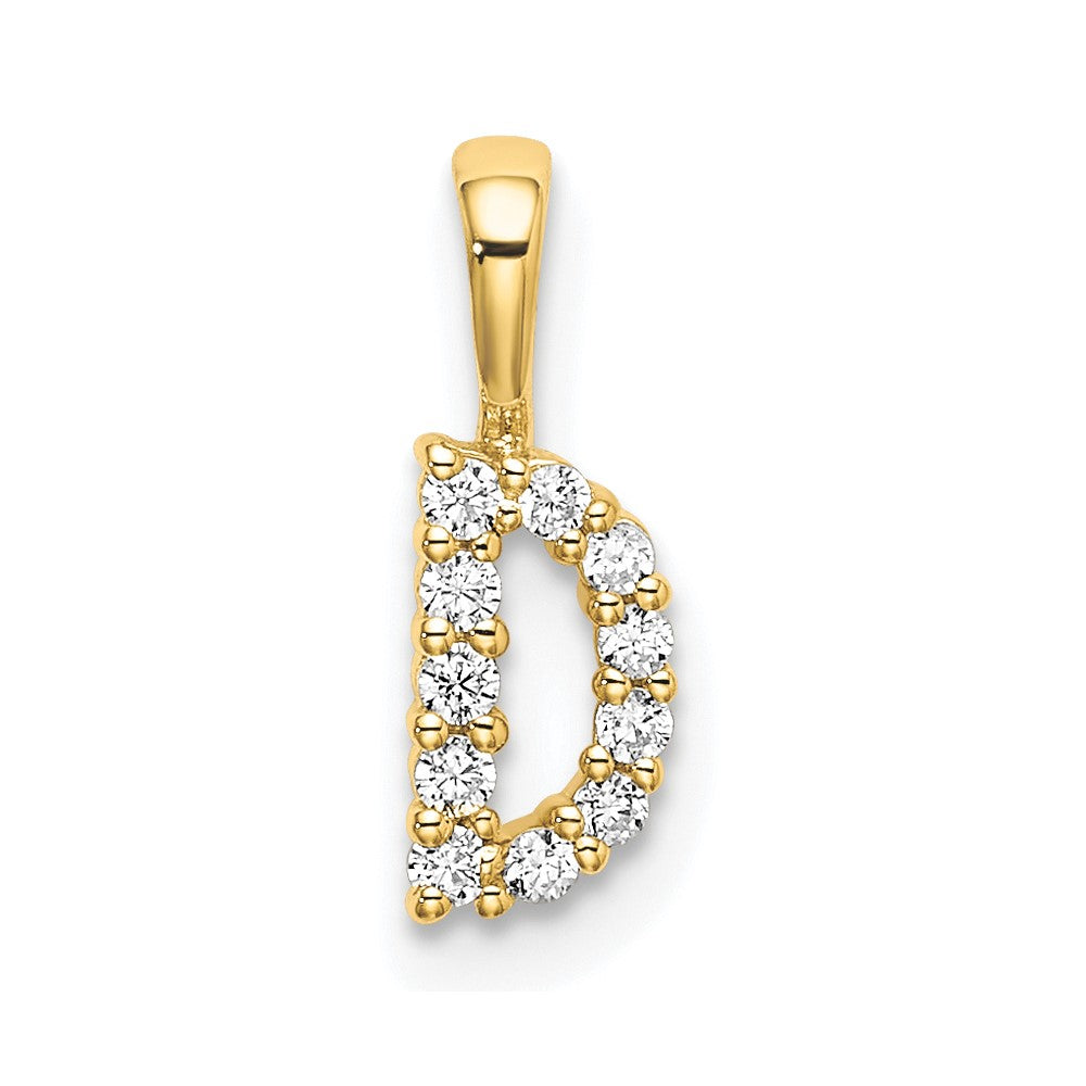 14k Yellow Gold 1/10 Ct. Lab Grown Diamond VS/SI+ G+ Letter D Initial Pendant