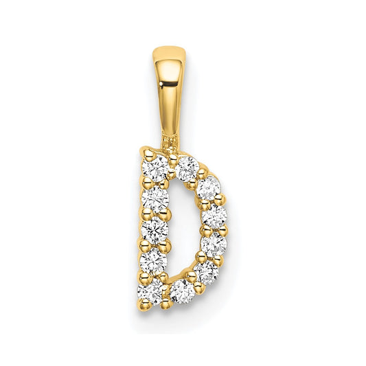 14k Yellow Gold 1/10 Ct. Lab Grown Diamond VS/SI+ G+ Letter D Initial Pendant