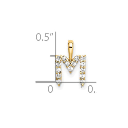 14k Yellow Gold 1/6 Ct. Lab Grown Diamond VS/SI+ G+ Letter M Initial Pendant