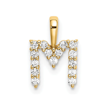 14k Yellow Gold 1/6 Ct. Lab Grown Diamond VS/SI+ G+ Letter M Initial Pendant