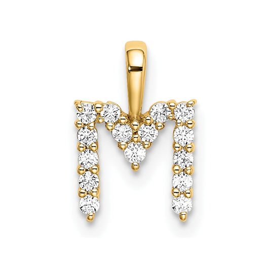 14k Yellow Gold 1/6 Ct. Lab Grown Diamond VS/SI+ G+ Letter M Initial Pendant