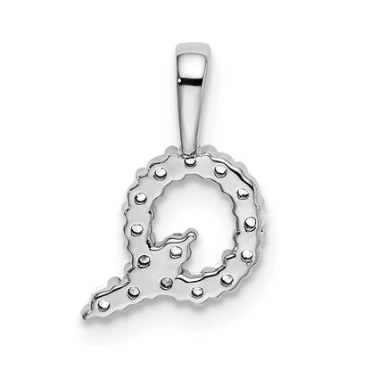 14k White Gold 1/6 Ct. Lab Grown Diamond VS/SI+ G+ Letter Q Initial Pendant