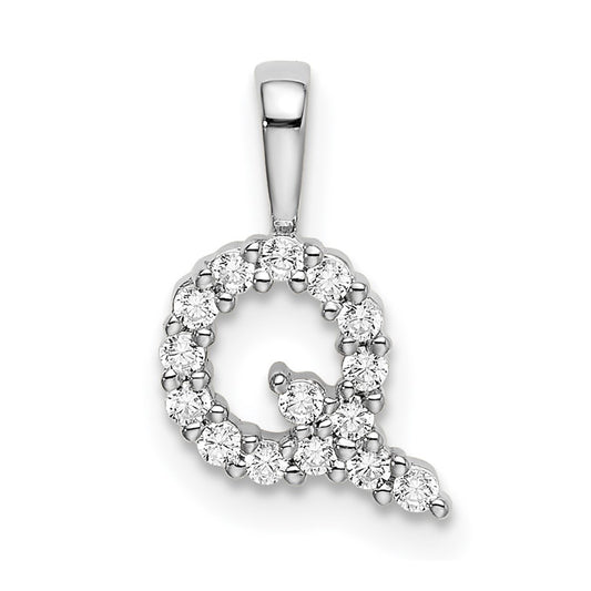 14k White Gold 1/6 Ct. Lab Grown Diamond VS/SI+ G+ Letter Q Initial Pendant