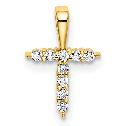 10k Yellow Gold Lab Grown VS/SI+ G+ Diamond Letter T Initial Pendant