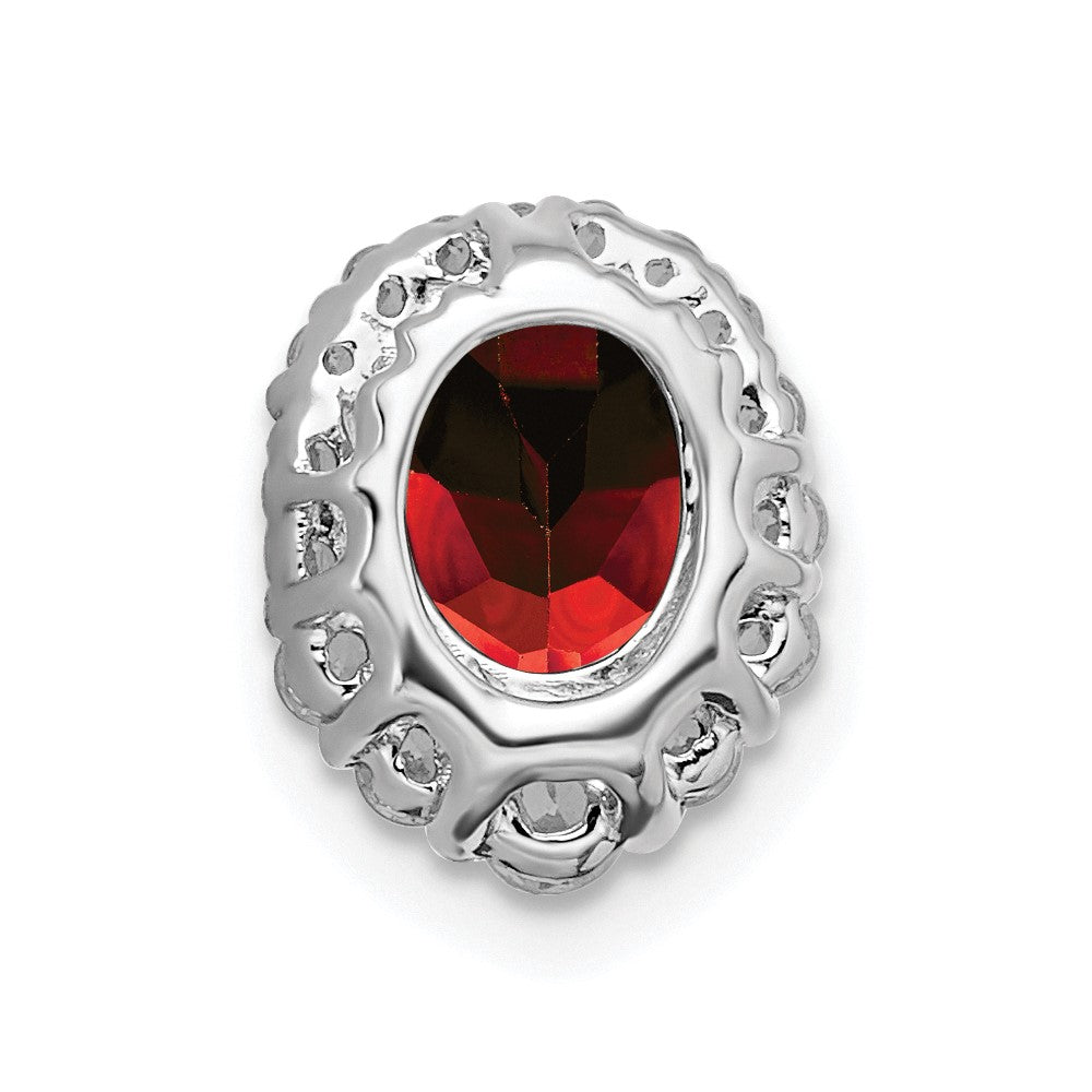 14k White Gold 1/3 Ct. Lab Grown Diamond VS/SI+ G+ and Lab Created Ruby Halo Chain Slide Pendant