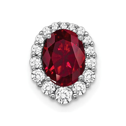 14k White Gold 1/3 Ct. Lab Grown Diamond VS/SI+ G+ and Lab Created Ruby Halo Chain Slide Pendant