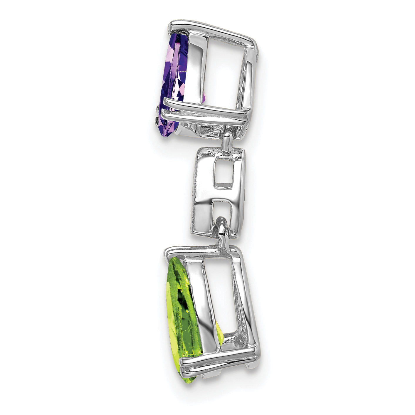14k White Gold 14k White Gold Amethyst/Peridot/Diamond Chain Slide
