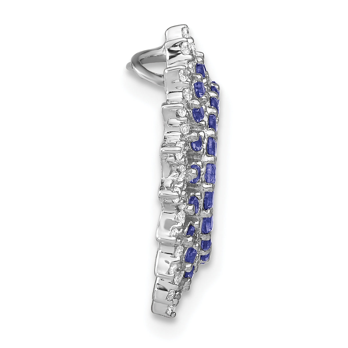 14k White Gold 14k White Gold Tanzanite and Diamond Sunburst Chain Slide