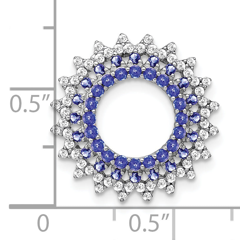 14k White Gold 14k White Gold Tanzanite and Diamond Sunburst Chain Slide