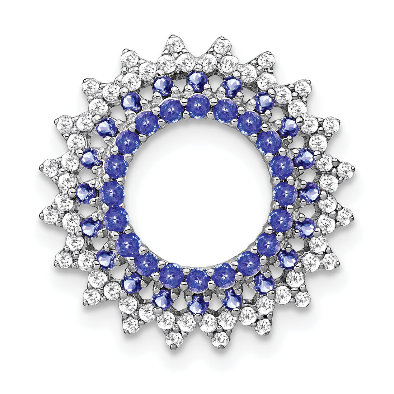 14k White Gold 14k White Gold Tanzanite and Diamond Sunburst Chain Slide