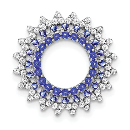 14k White Gold 14k White Gold Tanzanite and Diamond Sunburst Chain Slide