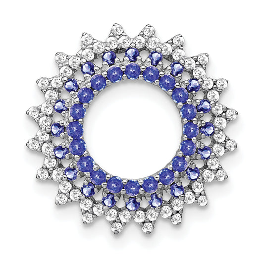 14k White Gold 14k White Gold Tanzanite and Diamond Sunburst Chain Slide