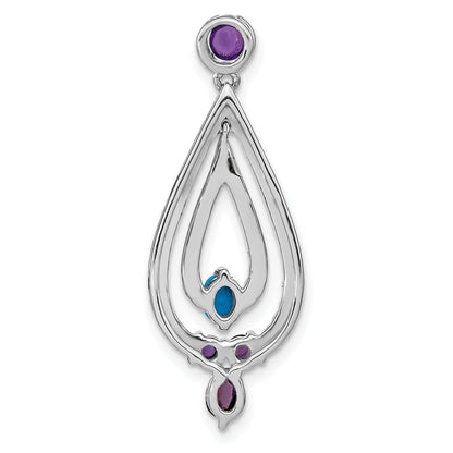 14k White Gold 14k White Gold Turquoise, Amethyst and White Topaz Pendant