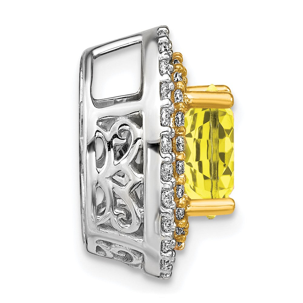 14k Two-tone Two Tone 1/5 Ct. Lab Grown Diamond VS/SI+ G+ and Lab Created Yellow Sapphire Chain Slide Pendant