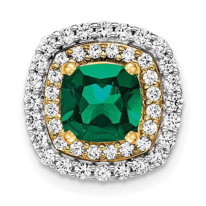 14k Two-tone Two Tone 1/2 Ct. Lab Grown Diamond VS/SI+ G+ and Lab Created Emerald Chain Slide Pendant