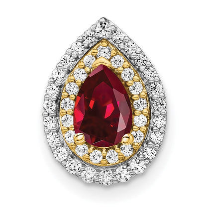 14k Two-tone Two Tone 1/2 Ct. Lab Grown Diamond VS/SI+ G+ and Lab Created Ruby Chain Slide Pendant