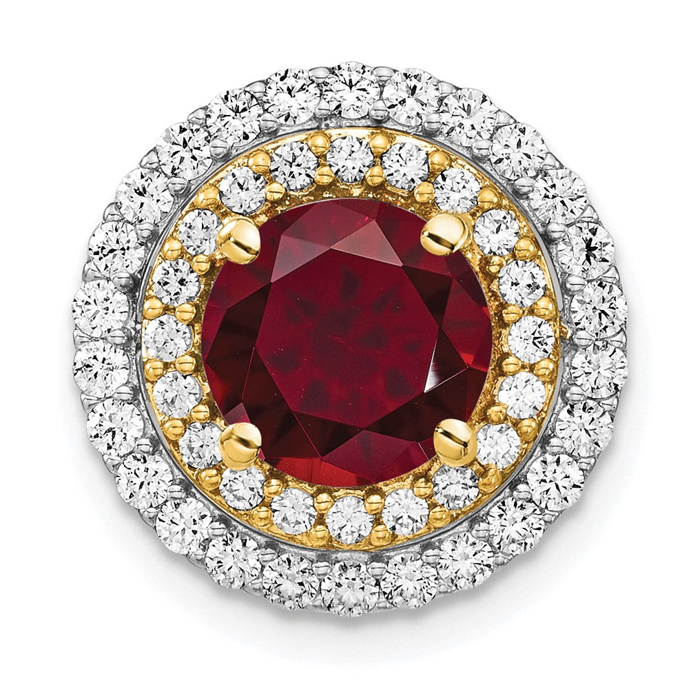 14k Two-tone Two Tone 5/8 Ct. Lab Grown Diamond VS/SI+ G+ and Lab Created Ruby Chain Slide Pendant