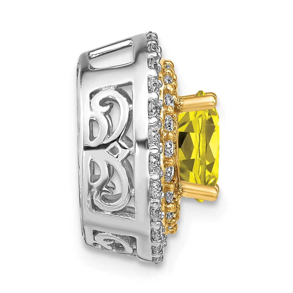 14k Two-tone Two Tone 5/8 Ct. Lab Grown Diamond VS/SI+ G+ and Lab Created Yellow Sapphire Chain Slide Pendant