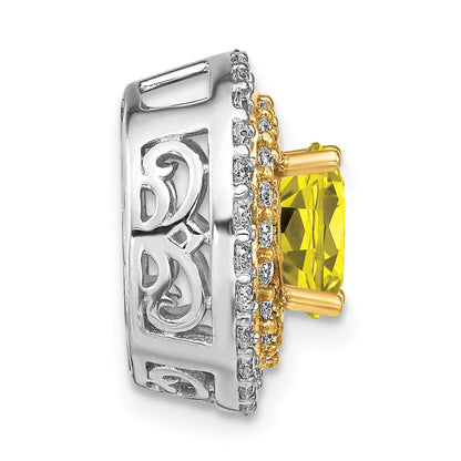 14k Two-tone Two Tone 5/8 Ct. Lab Grown Diamond VS/SI+ G+ and Lab Created Yellow Sapphire Chain Slide Pendant