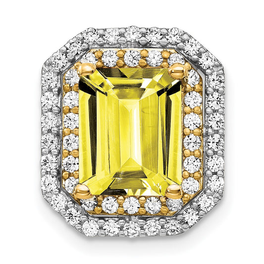 14k Two-tone Two Tone 5/8 Ct. Lab Grown Diamond VS/SI+ G+ and Lab Created Yellow Sapphire Chain Slide Pendant