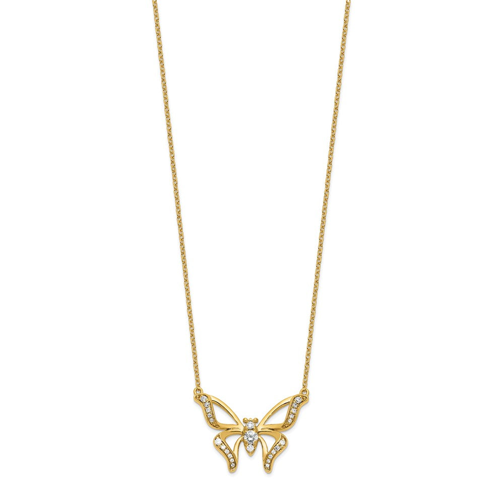 14k Yellow Gold Lab Grown Diamond VS/SI FGH Small Butterfly Necklace