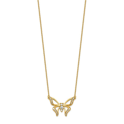 14k Yellow Gold Lab Grown Diamond VS/SI FGH Small Butterfly Necklace