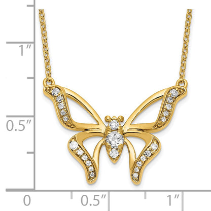 14k Yellow Gold Lab Grown Diamond VS/SI FGH Small Butterfly Necklace