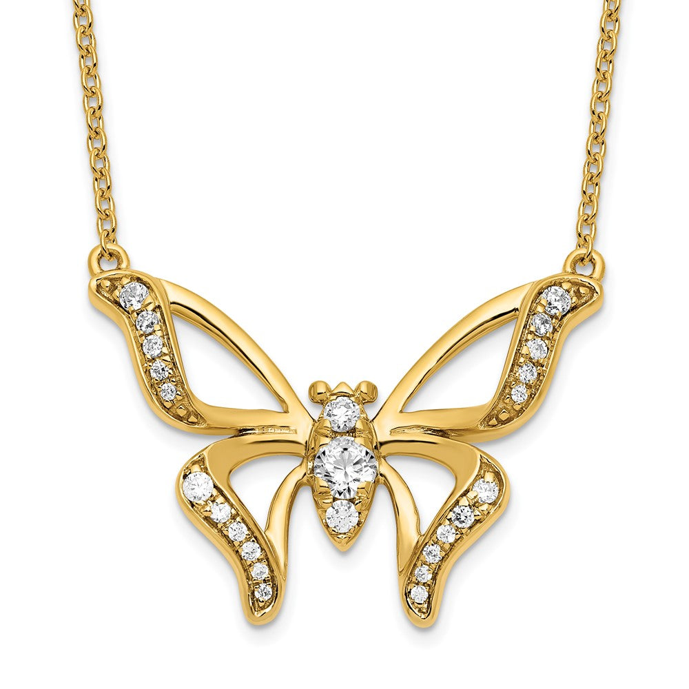 14k Yellow Gold Lab Grown Diamond VS/SI FGH Small Butterfly Necklace