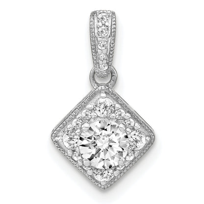 14k White Gold 1/2 Ct. Lab Grown Diamond VS/S FGH Square Vintage Pendant